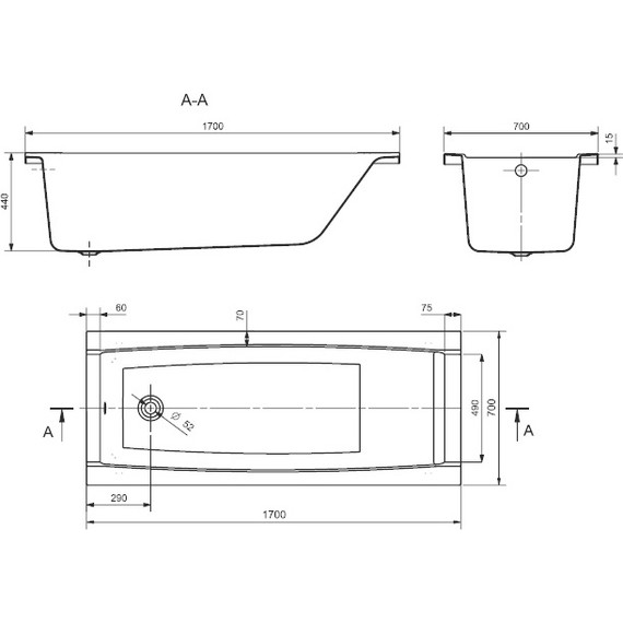 Ванна акриловая Santek Санторини 170x70 см 1.WH30.2.487, Размер - мм: 1700х700 - 2 Ванна акриловая Santek Санторини 170x70 см 1.WH30.2.487, Размер - мм: 1700х700 фото 2