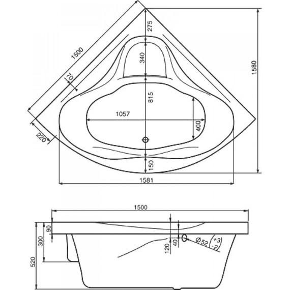 Ванна акриловая Santek Сан-Паулу 150x150 см 1.WH30.2.399 - 2 Ванна акриловая Santek Сан-Паулу 150x150 см 1.WH30.2.399 фото 2