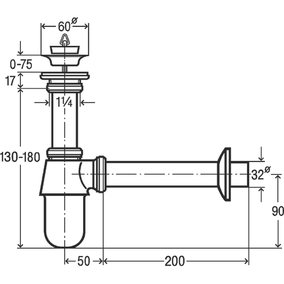 Сифон для умывальника Viega 366681 DN32 -  Сифон для умывальника Viega 366681 DN32 фото