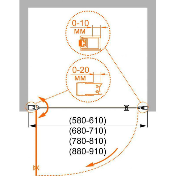 Душевая дверь Cezares Elena B-1 90 см L/R хром/прозрачное фото 2