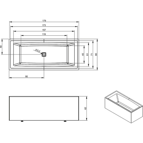 Ванна акриловая Riho STILL SQUARE ELITE 180x80 см L BD1200500000000, Размер - мм: 1800х800 фото 4
