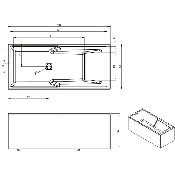 Ванна акриловая Riho STILL SHOWER ELITE 180x80 см R BD1700500000000 фото 4