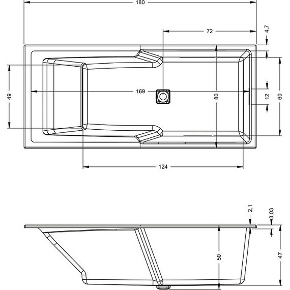 Ванна акриловая Riho STILL SHOWER (LED) 180x80 см BR0500500K00130, Размер - мм: 1800х800 фото 4