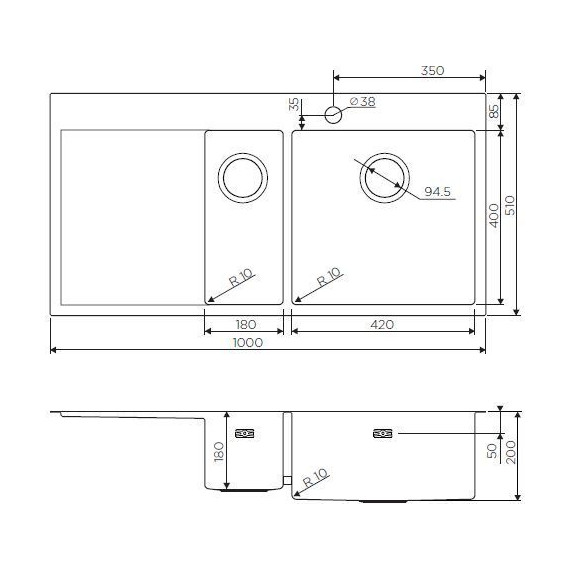 Кухонная мойка Omoikiri AKISAME 100-2-LG-R (4973090) 1,2 мм, нержавеющая сталь, Цвет производителя: светлое золото фото 5