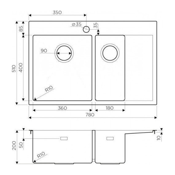 Кухонная мойка Omoikiri AKISAME 78-2-IN-R (4973063) 1,2 мм, нержавеющая сталь, Цвет производителя: нержавеющая сталь матовая - 8 Кухонная мойка Omoikiri AKISAME 78-2-IN-R (4973063) 1,2 мм, нержавеющая сталь, Цвет производителя: нержавеющая сталь матовая фото 8