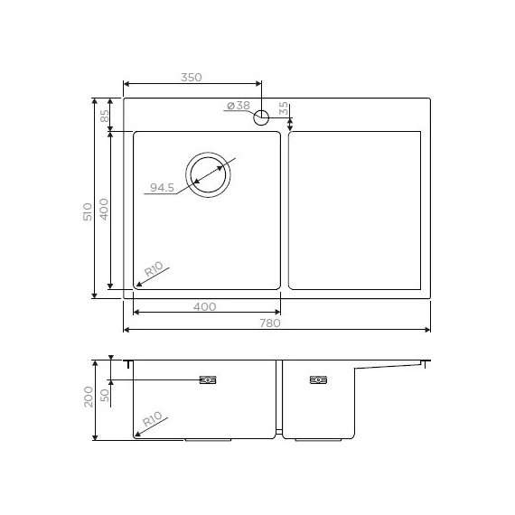 Кухонная мойка Omoikiri AKISAME 78-LG-L (4973085) 1,2 мм, нержавеющая сталь, Цвет производителя: светлое золото фото 7