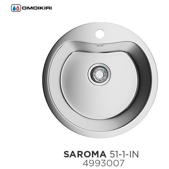 Кухонная мойка Omoikiri SAROMA 51-1-IN (4993007) 0,8 мм, нержавеющая сталь, Цвет производителя: нержавеющая сталь матовая фото 2