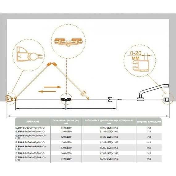 Душевая дверь Cezares Elena BS-13 140 см L/R (стенка 60 см) хром/прозрачное - 2 Душевая дверь Cezares Elena BS-13 140 см L/R (стенка 60 см) хром/прозрачное фото 2