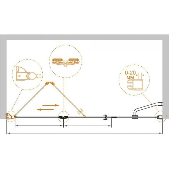 Душевая дверь Cezares Elena BS-13 173 см (стенка 100 см) хром/прозрачное фото 2