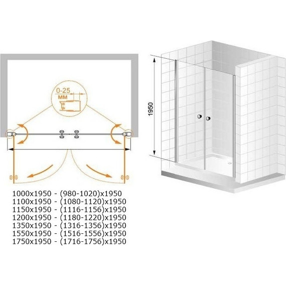 Душевая дверь Cezares Elena B-2 135 см хром/матовое - 4 Душевая дверь Cezares Elena B-2 135 см хром/матовое фото 4