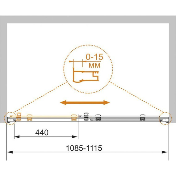 Душевая дверь Cezares Pratico BF-1 110 см хром/матовое - 4 Душевая дверь Cezares Pratico BF-1 110 см хром/матовое фото 4