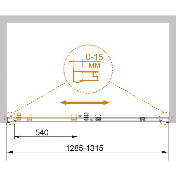Душевая дверь Cezares Pratico BF-1 130 см хром/матовое - 4 Душевая дверь Cezares Pratico BF-1 130 см хром/матовое фото 4