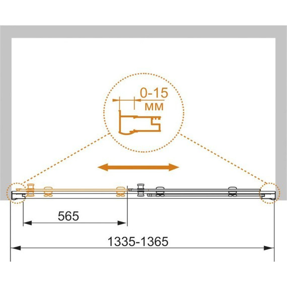 Душевая дверь Cezares Pratico BF-1 135 см хром/матовое - 4 Душевая дверь Cezares Pratico BF-1 135 см хром/матовое фото 4