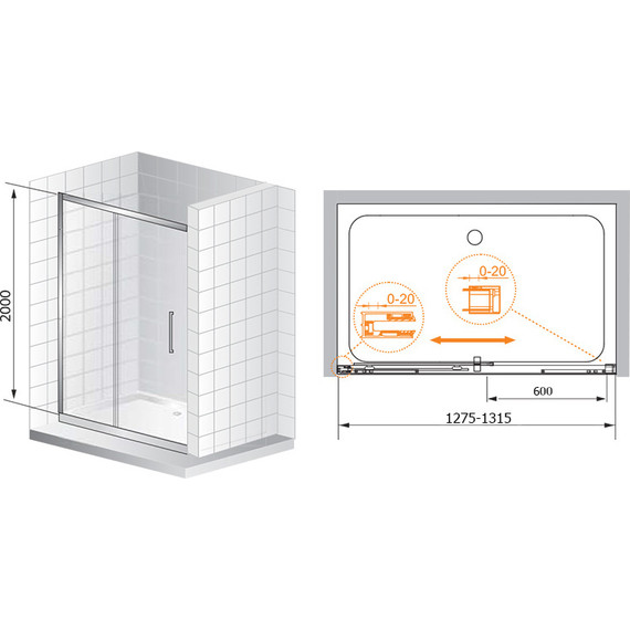 Душевая дверь Cezares Premier-Soft BF-1 130 см хром/прозрачное - 2 Душевая дверь Cezares Premier-Soft BF-1 130 см хром/прозрачное фото 2