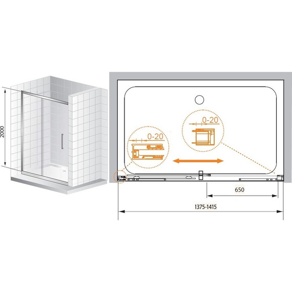 Душевая дверь Cezares Premier-Soft BF-1 140 см хром/прозрачное фото 2