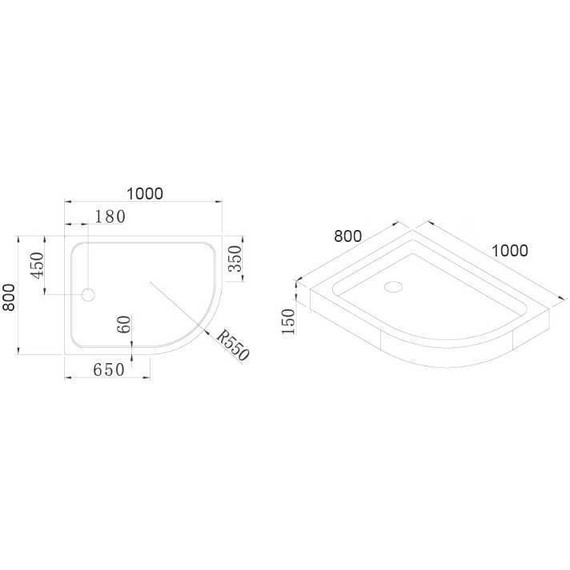 Акриловый поддон Cezares TRAY-A-RH-100/80-550-15-W-L 100х80 см - 2 Акриловый поддон Cezares TRAY-A-RH-100/80-550-15-W-L 100х80 см фото 2