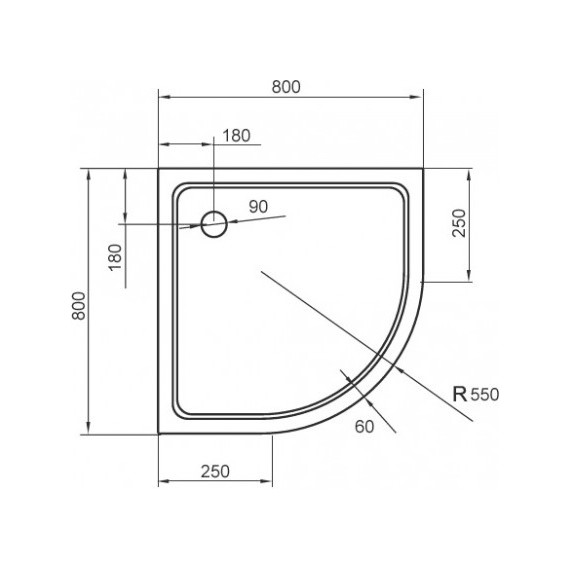 Акриловый поддон Cezares TRAY-A-R-80-550-15-W 80х80 см - 2 Акриловый поддон Cezares TRAY-A-R-80-550-15-W 80х80 см фото 2