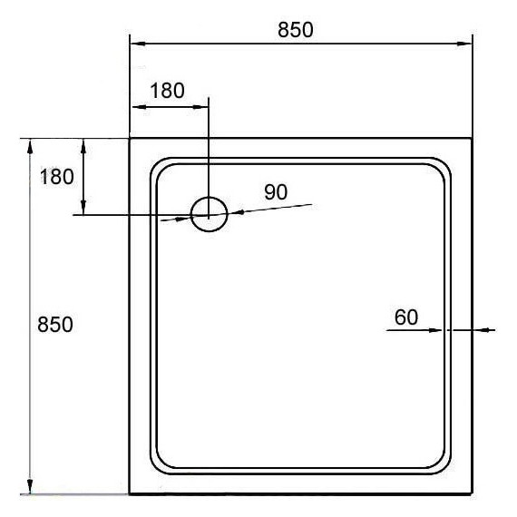 Акриловый поддон Cezares TRAY-A-A-85-15-W 85х85 см фото 2