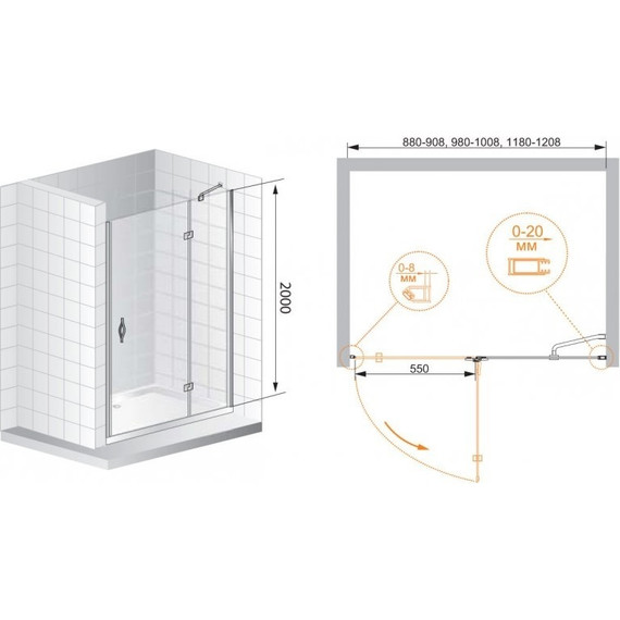 Душевая дверь Cezares Verona B-12 120 см L/R хром/прозрачное - 2 Душевая дверь Cezares Verona B-12 120 см L/R хром/прозрачное фото 2