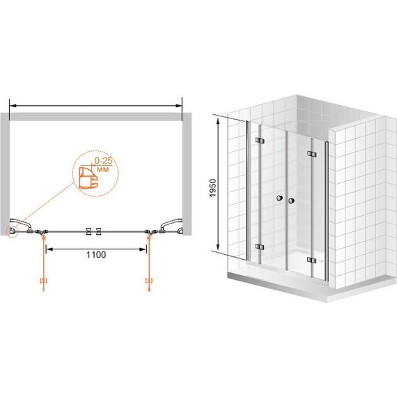 Душевая дверь Cezares Verona B-22 235 см хром/прозрачное фото 2