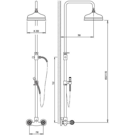 Душевая стойка Cezares Atlantis-Nostalgia CD 02, Цвет производителя: бронза фото 2