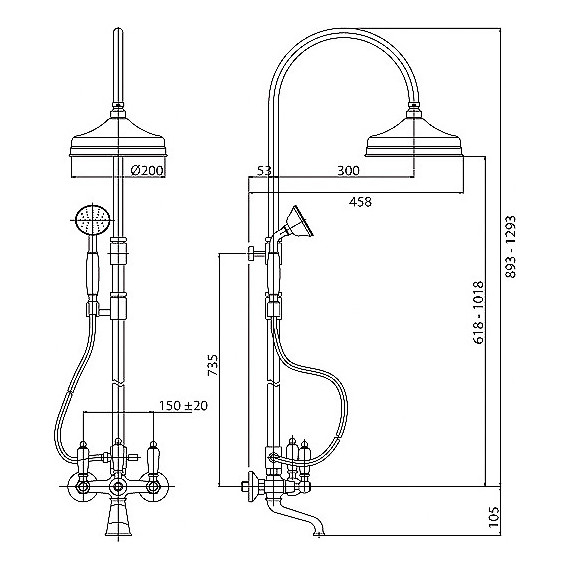 Душевая стойка Cezares First CVD 01 Bi, Цвет производителя: хром - 2 Душевая стойка Cezares First CVD 01 Bi, Цвет производителя: хром фото 2