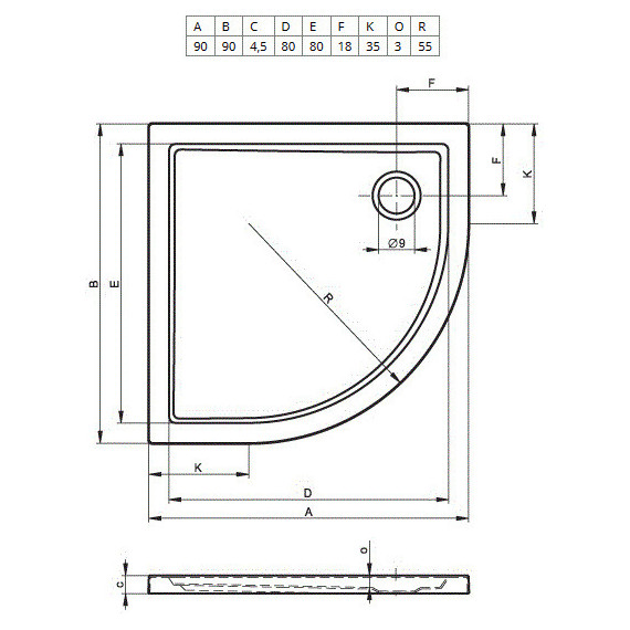 Акриловый поддон Riho Zurich 280 90х90 см DA8800500000000 фото 2