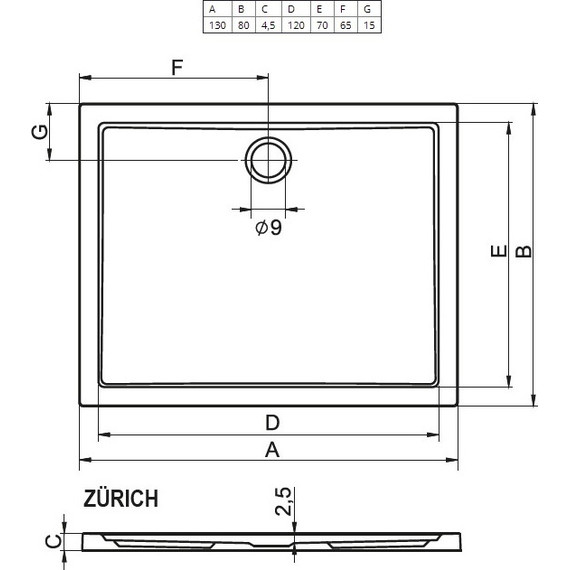 Акриловый поддон Riho Zurich 242 130х80 см DA7600500000000 фото 2