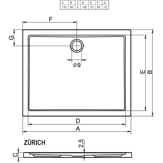 Акриловый поддон Riho Zurich 246 170х80 см DA8000500000000 фото 2