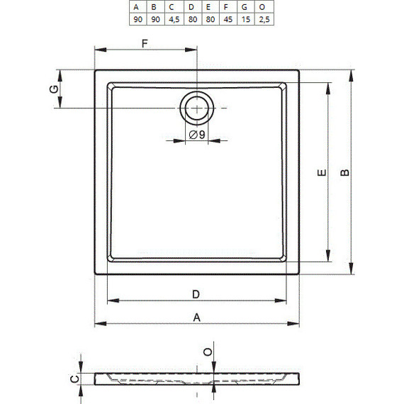 Акриловый поддон Riho Zurich 250 90х90 см DA5800500000000 фото 2