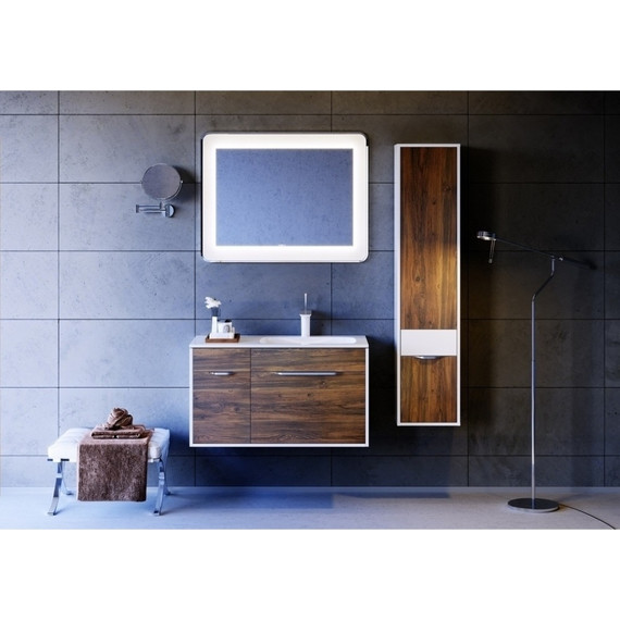 Тумба подвесная с раковиной Aqwella Malaga 90 см Mal.01.09/R/CD, белый/крафт, Цвет фасада: тёмное дерево - 5 Тумба подвесная с раковиной Aqwella Malaga 90 см Mal.01.09/R/CD, белый/крафт, Цвет фасада: тёмное дерево фото 5