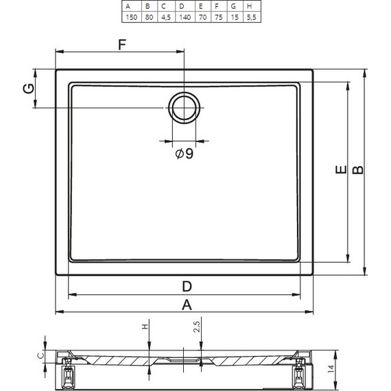 Акриловый поддон Riho Davos 245 150х80 см DA7900500000000 фото 2
