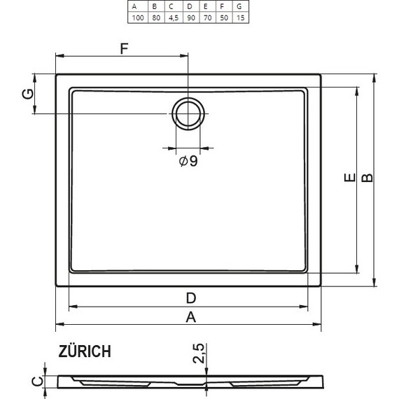 Акриловый поддон Riho Zurich 272 100х80 см DA7200500000000 фото 2