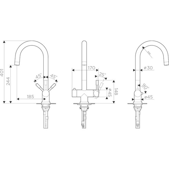 Смеситель для кухни Omoikiri Akita 4994086, сталь - 13 Смеситель для кухни Omoikiri Akita 4994086, сталь фото 13