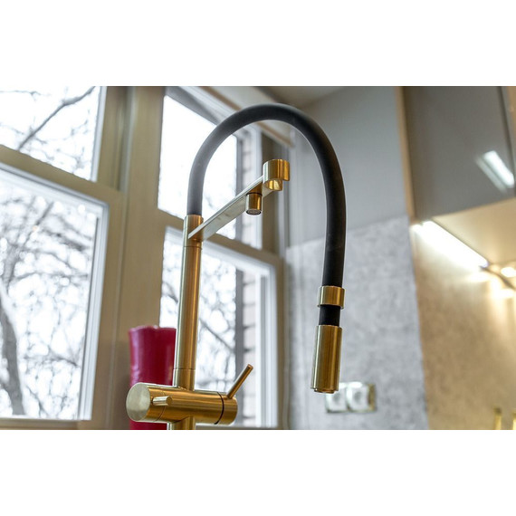 Смеситель для кухни Omoikiri Kanto-PVD-LG 4994014, светлое золото/черный - 7 Смеситель для кухни Omoikiri Kanto-PVD-LG 4994014, светлое золото/черный фото 7