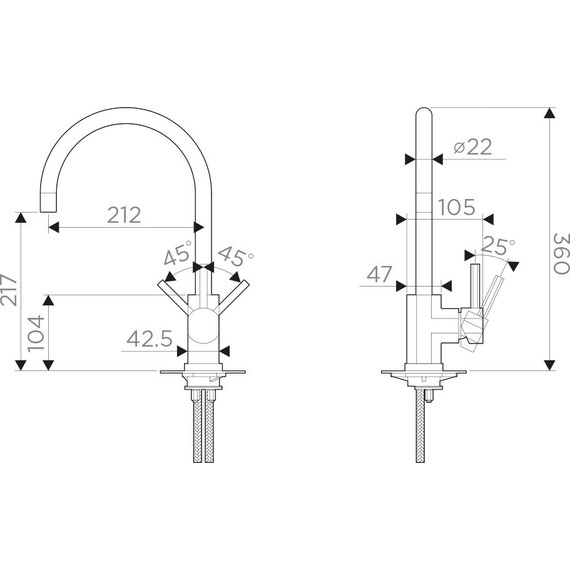 Смеситель для кухни Omoikiri Wakayama-C 4994243, хром - 4 Смеситель для кухни Omoikiri Wakayama-C 4994243, хром фото 4