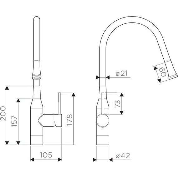 Смеситель для кухни Omoikiri Yatomi-BN-BL 4994247, сталь/черный - 3 Смеситель для кухни Omoikiri Yatomi-BN-BL 4994247, сталь/черный фото 3