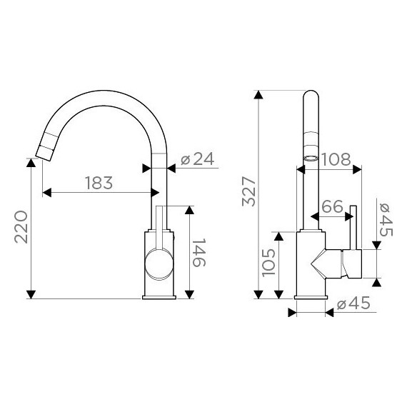 Смеситель для кухни Omoikiri Shinagawa-C 4994177, хром - 9 Смеситель для кухни Omoikiri Shinagawa-C 4994177, хром фото 9