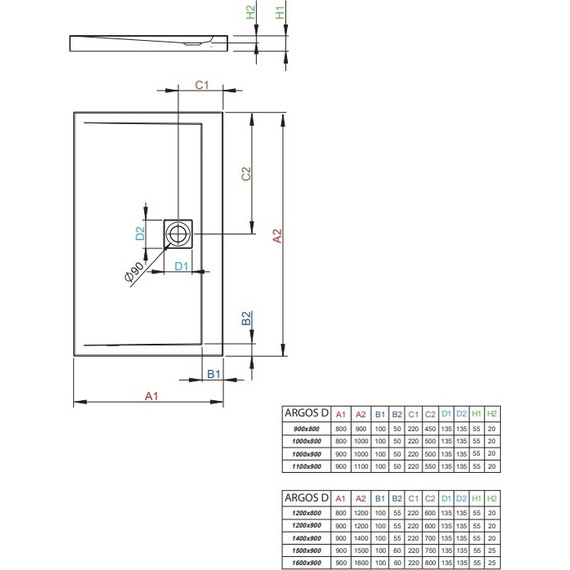 Поддон акриловый Radaway Argos D 160х90 см 4AD916-01 фото 2