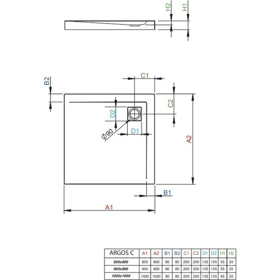Поддон акриловый Radaway Argos C900 90х90 см 4AC99-01 фото 2