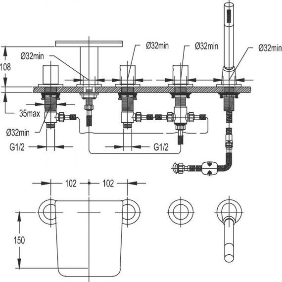 Смеситель для ванны Cezares CASCADO-F-BVD5-01 - 2 Смеситель для ванны Cezares CASCADO-F-BVD5-01 фото 2
