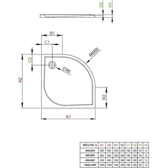 Поддон акриловый Radaway Delos A800 80х80 см SDA0808-01 - 2 Поддон акриловый Radaway Delos A800 80х80 см SDA0808-01 фото 2