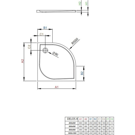 Поддон акриловый Radaway Delos A1000 100х100 см SDA1010-01 фото 2