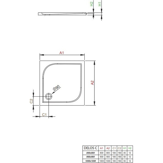 Поддон акриловый Radaway Delos C900 90х90 см SDC0909-01 - 2 Поддон акриловый Radaway Delos C900 90х90 см SDC0909-01 фото 2