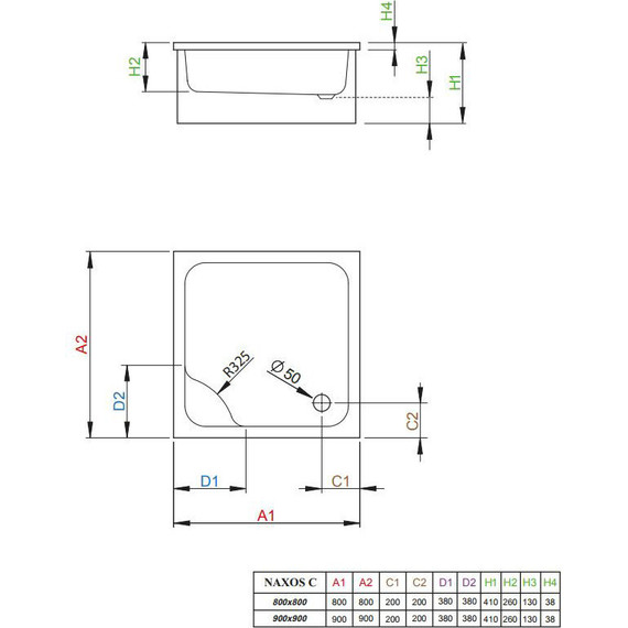 Поддон акриловый Radaway Naхos C800 80х80 см SNC8841-28 фото 2