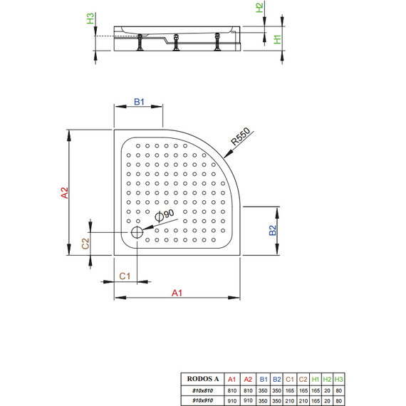 Поддон акриловый Radaway Rodos A800 Compact 80х80 см 4P88155-03 фото 2