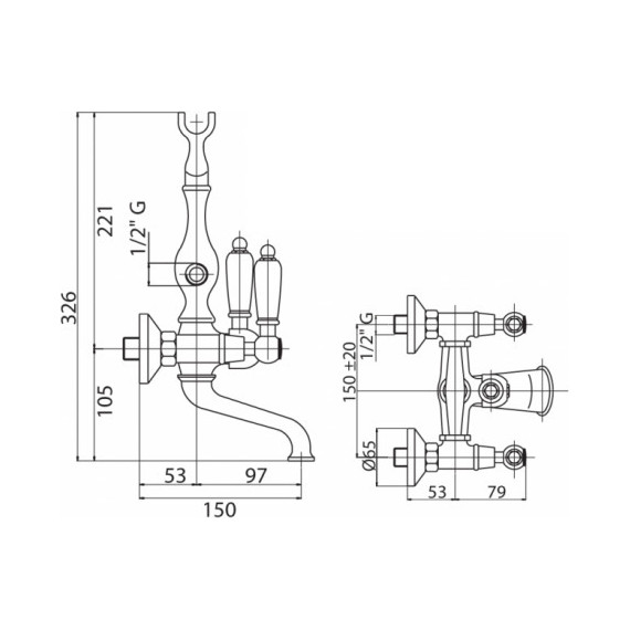 Смеситель для ванны Cezares First PBV-01-Bi фото 2