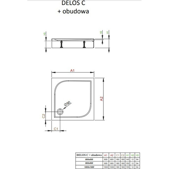 Поддон акриловый Radaway Delos C800 80х80 см 4C88170-03 - 2 Поддон акриловый Radaway Delos C800 80х80 см 4C88170-03 фото 2