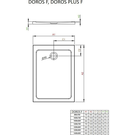 Поддон акриловый Radaway Doros Plus F 140х80 см SDRFP1480-01 фото 2