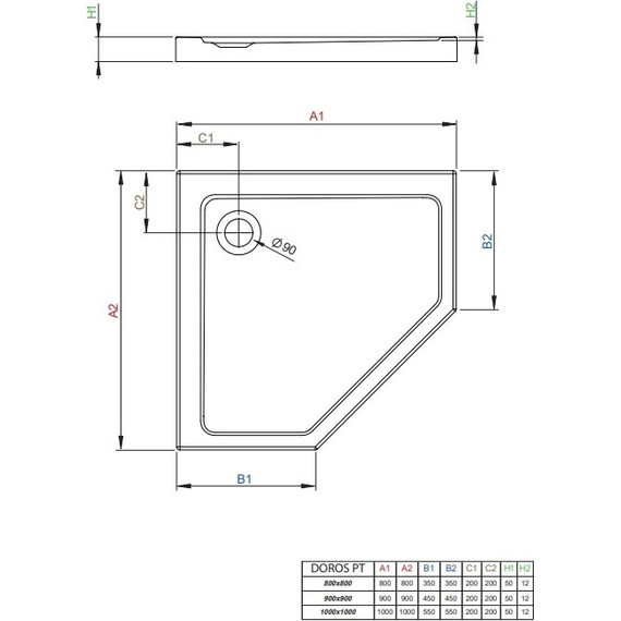 Поддон акриловый Radaway Doros Plus PT 90х90 см SDRPTP9090-01 фото 2